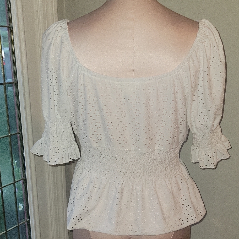 White Eyelet Women's Top - Picture 2 of 5